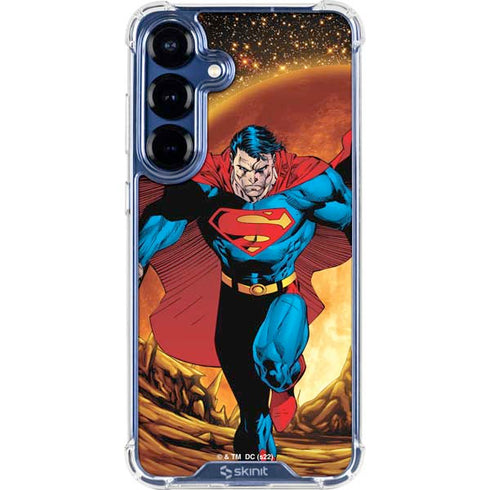 DC Comics Superman Action Pose Art By Jim Lee Galaxy S25 Clear Case